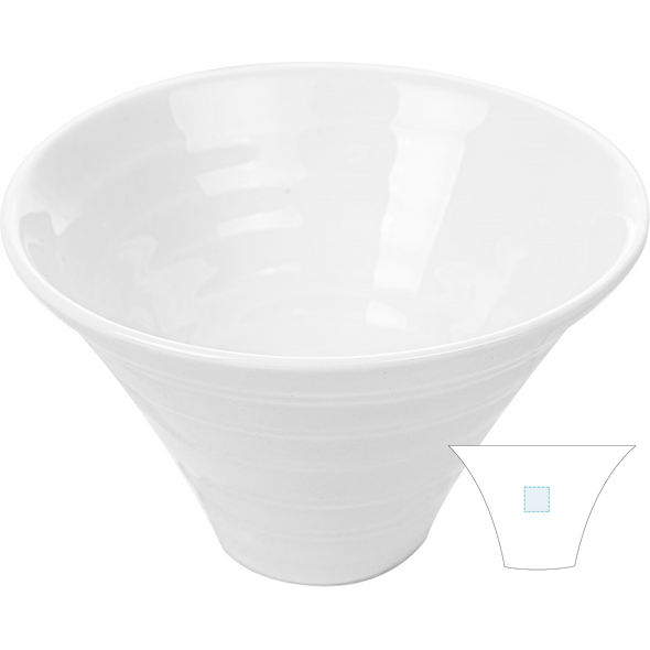 Conische gecanneleerde kommen wit porselein